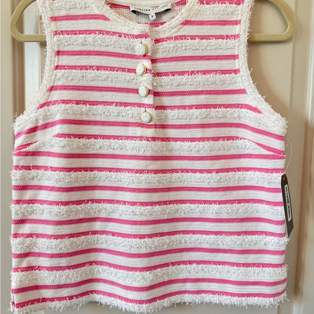 Pink and White Striped Sleeveless Top